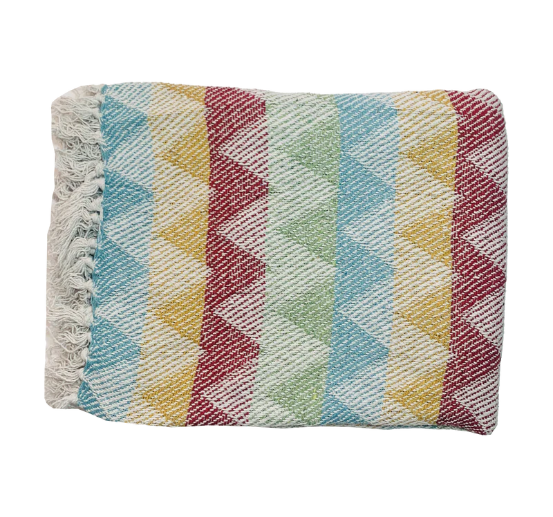 Recycled Cotton Throw - Rainbow Chevron Design