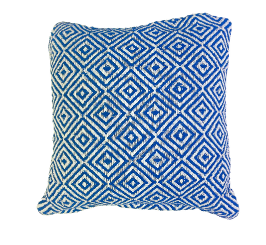 Recycled Cotton Diamond Design Cushion - Blue