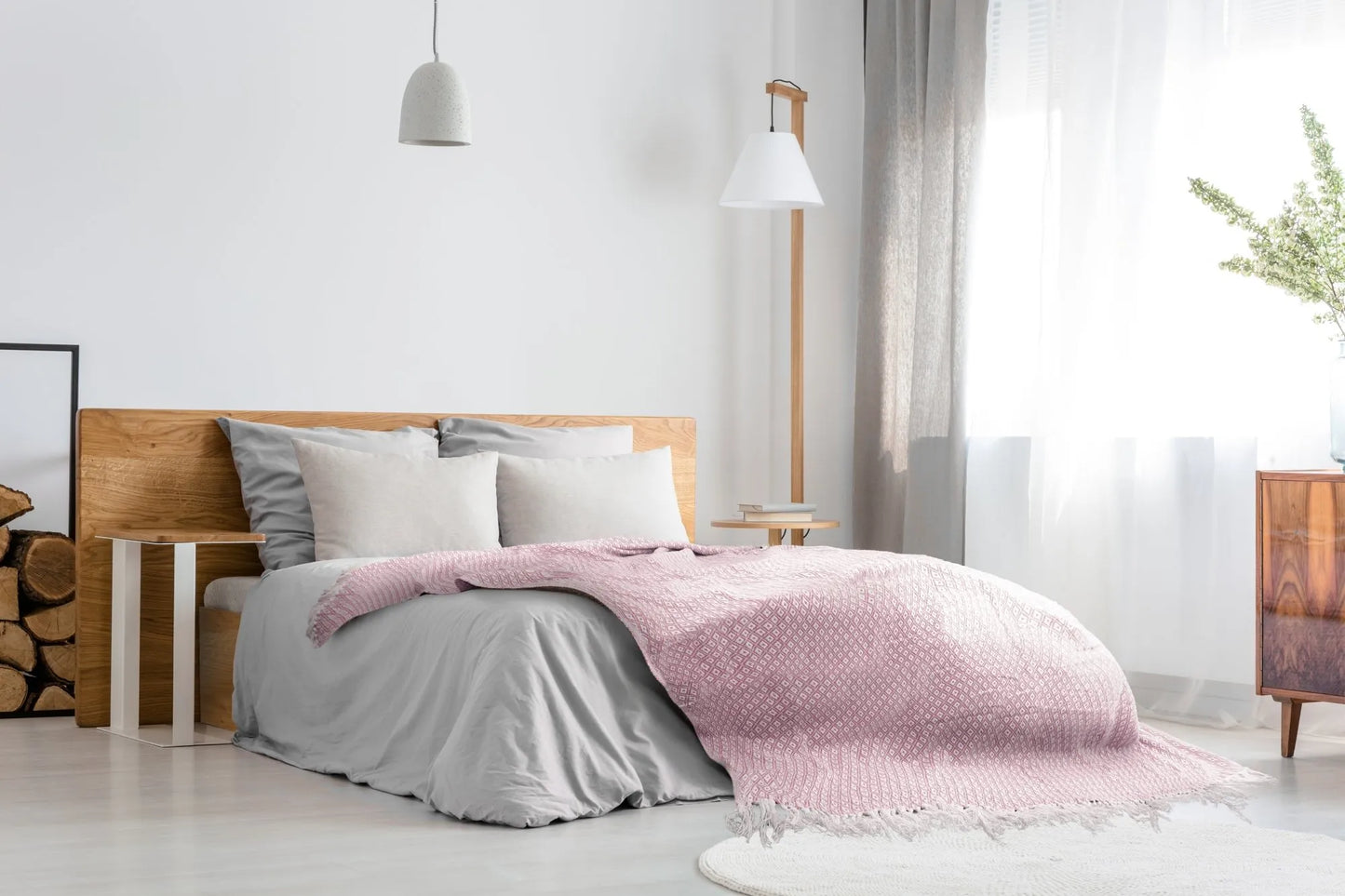 Stockholm Recycled Throw (Blush Pink) 228cmx254cm