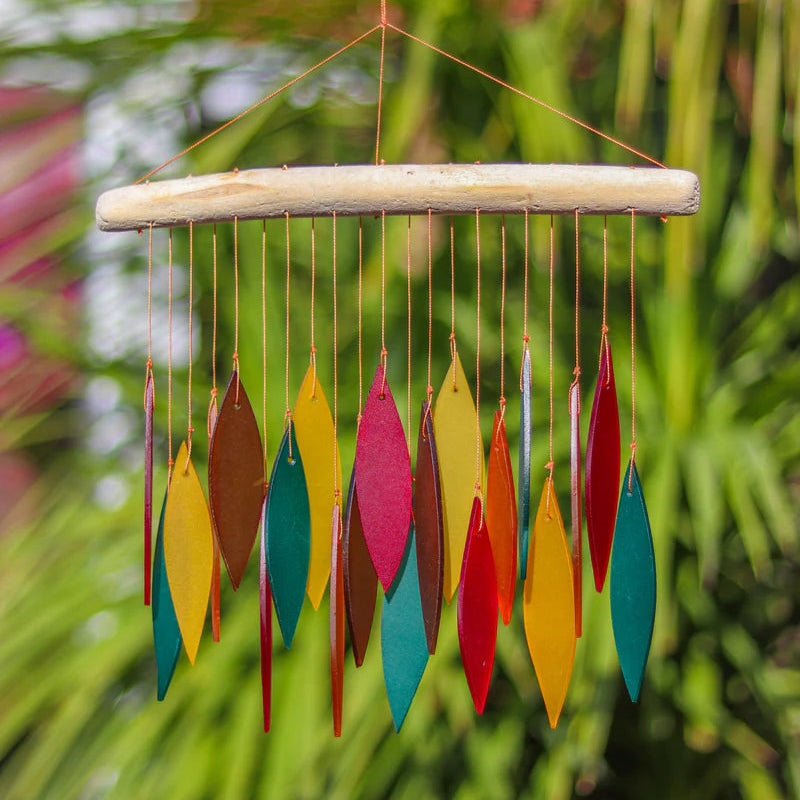 Glass Windchime 'Leaves' - Assorted Colours