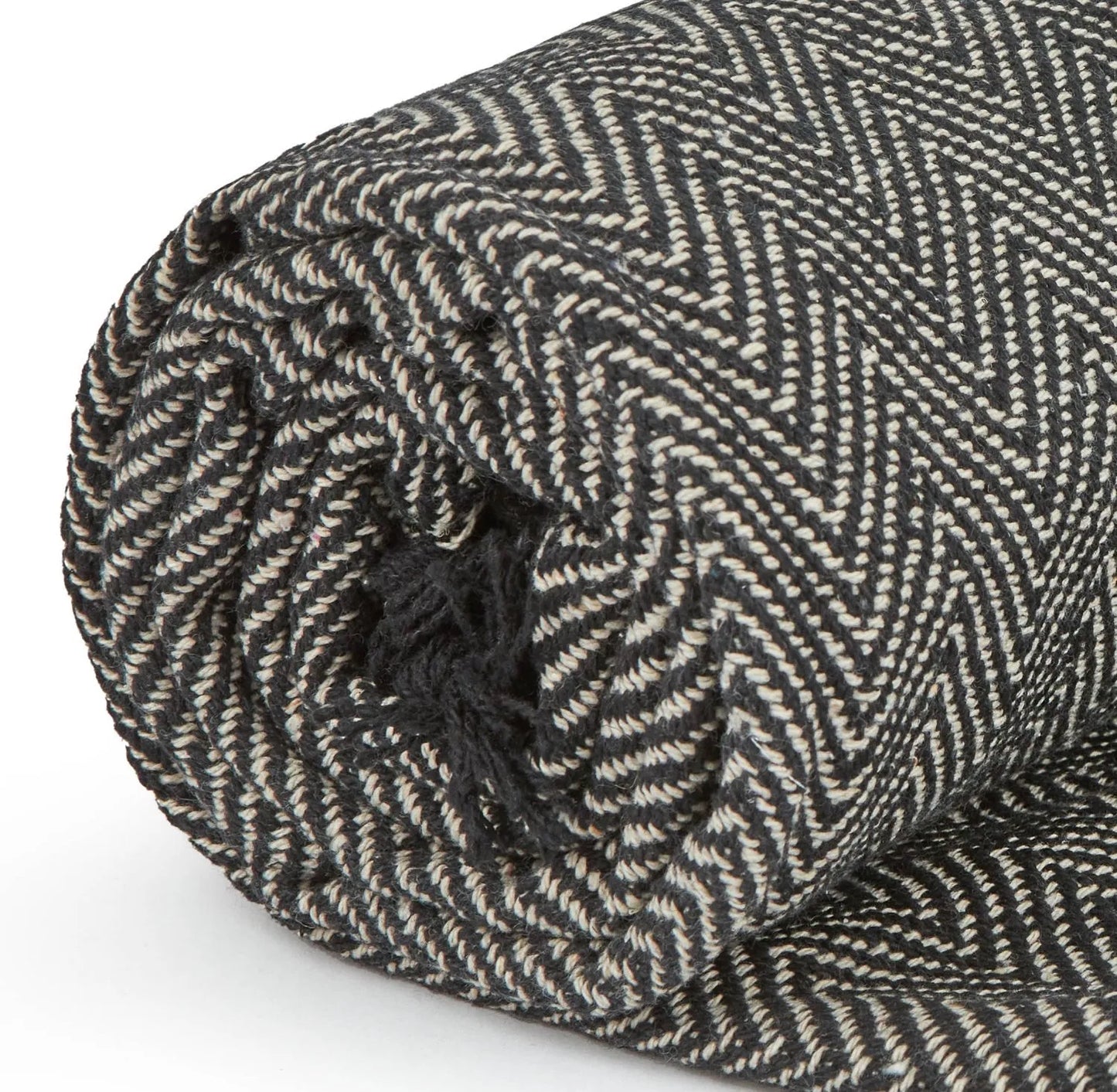 Hartley Recycled Cotton Throw (Black) 177cmx254cm