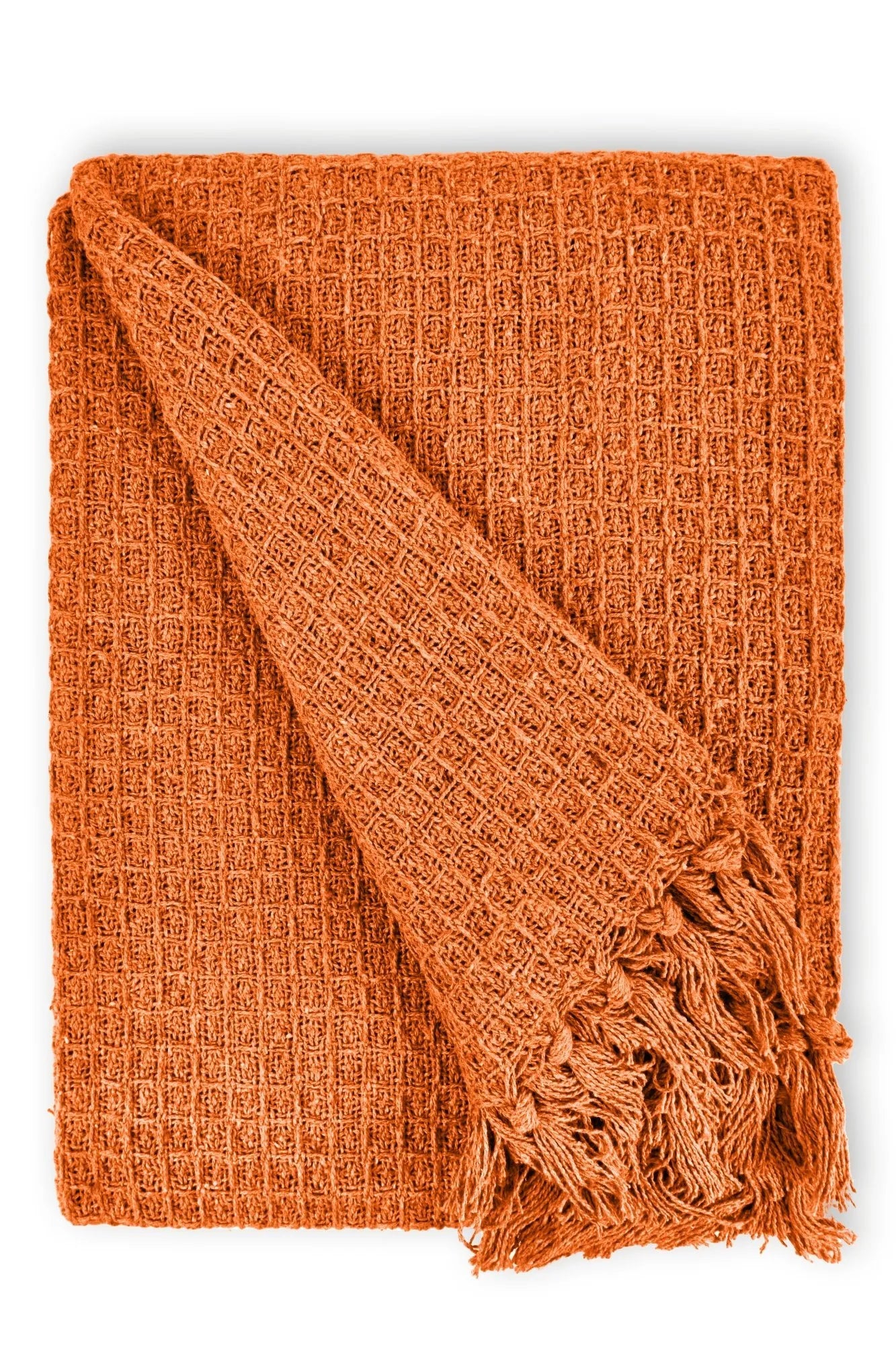 Waffle Recycled Throw (Burnt Orange) 177cmx254cm