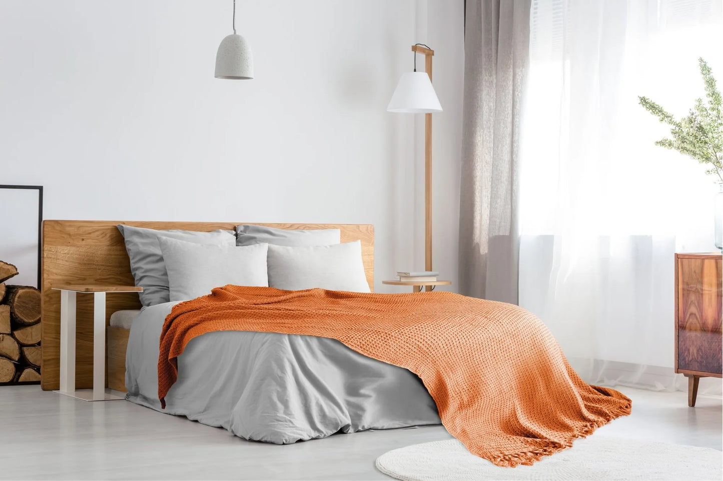 Waffle Recycled Throw (Burnt Orange) 177cmx254cm