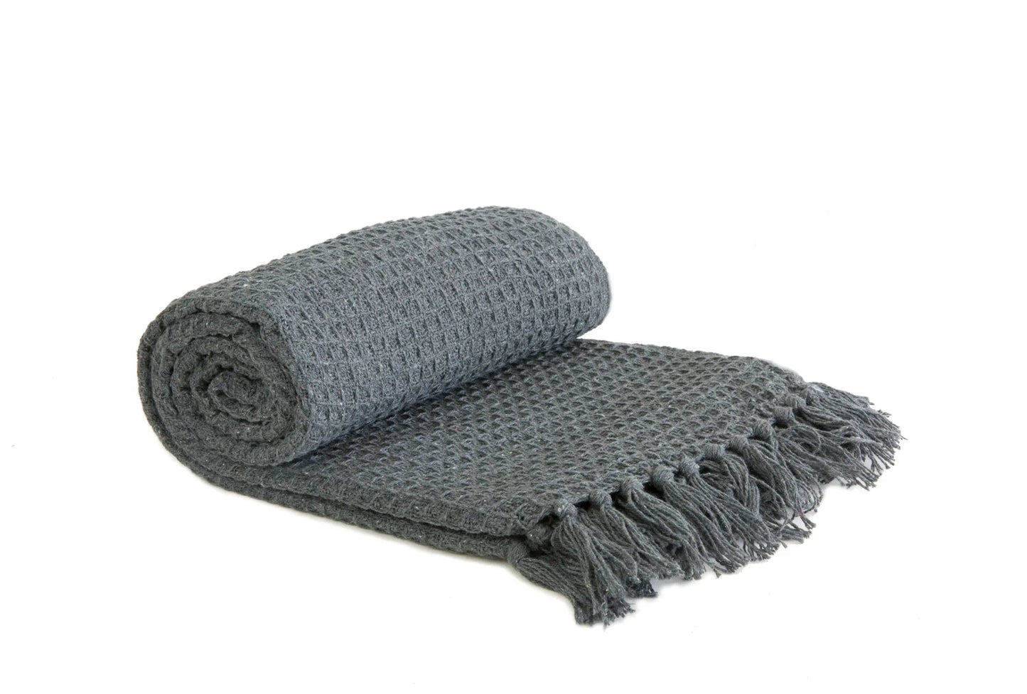 Waffle Recycled Throw (Charcoal) 177cmx254cm