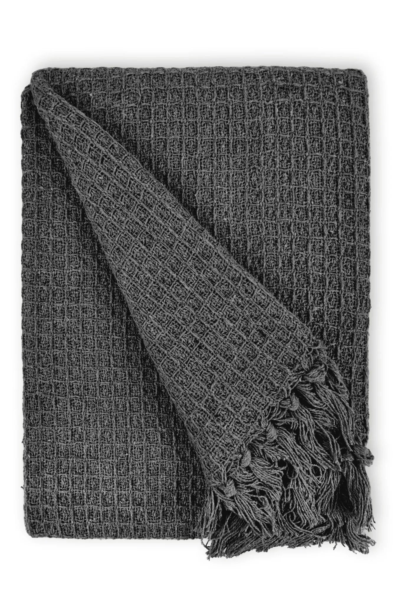 Waffle Recycled Throw (Charcoal) 177cmx254cm