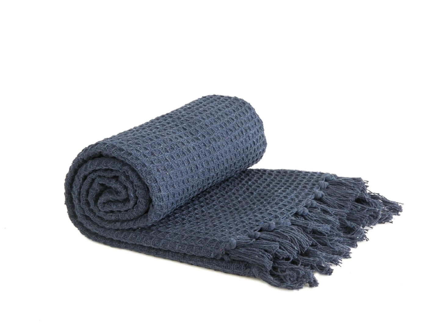 Waffle Recycled Throw (Navy) 178cmx254cm