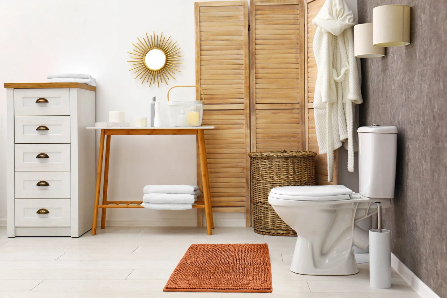 Marlow - Soft Touch Non-Slip Bath Mat - Burnt Orange