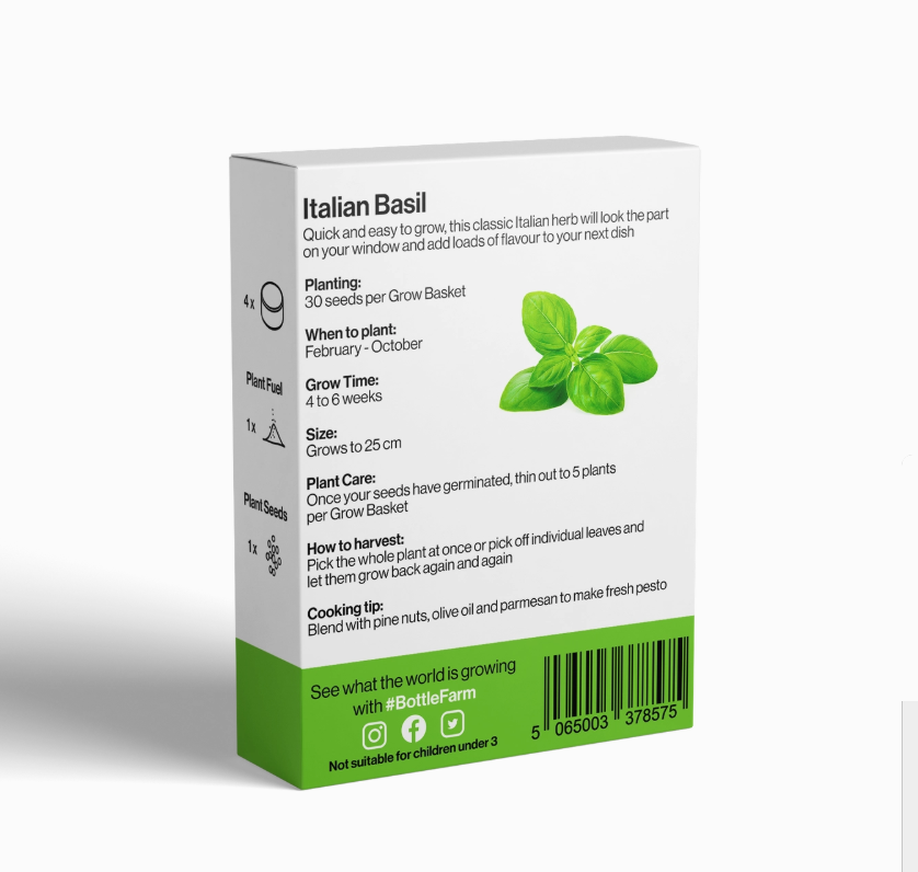 Bottle Farm - Italian Basil Grow Pack Refill Kit