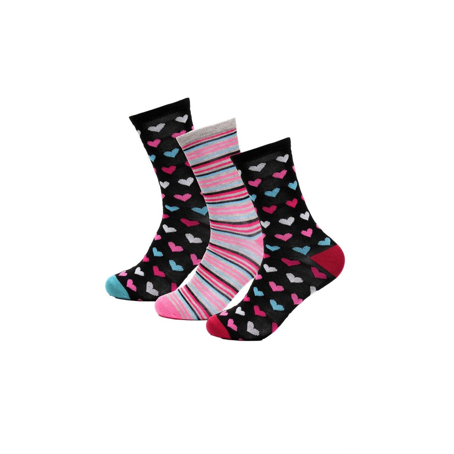 Ladies Black, Pink & Blue Bamboo Argyle Socks Gift Box - (Size 4-8)