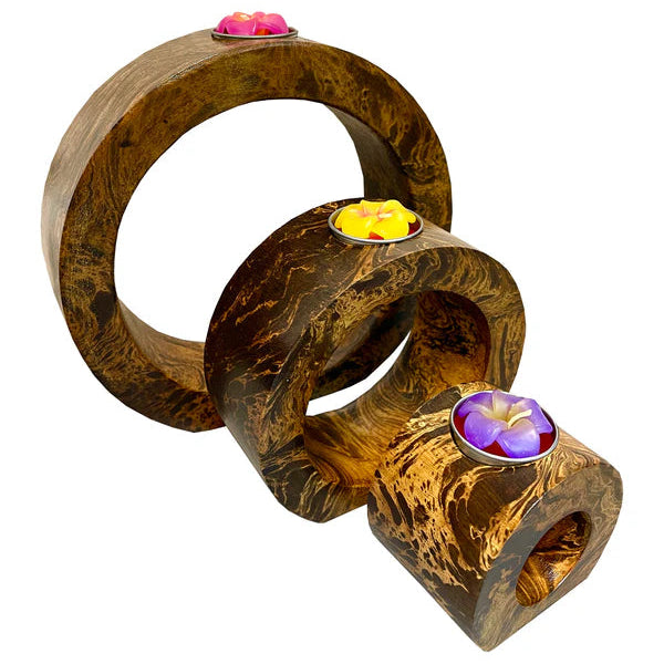 Mango Wood Tea Light Holder - Set of 3