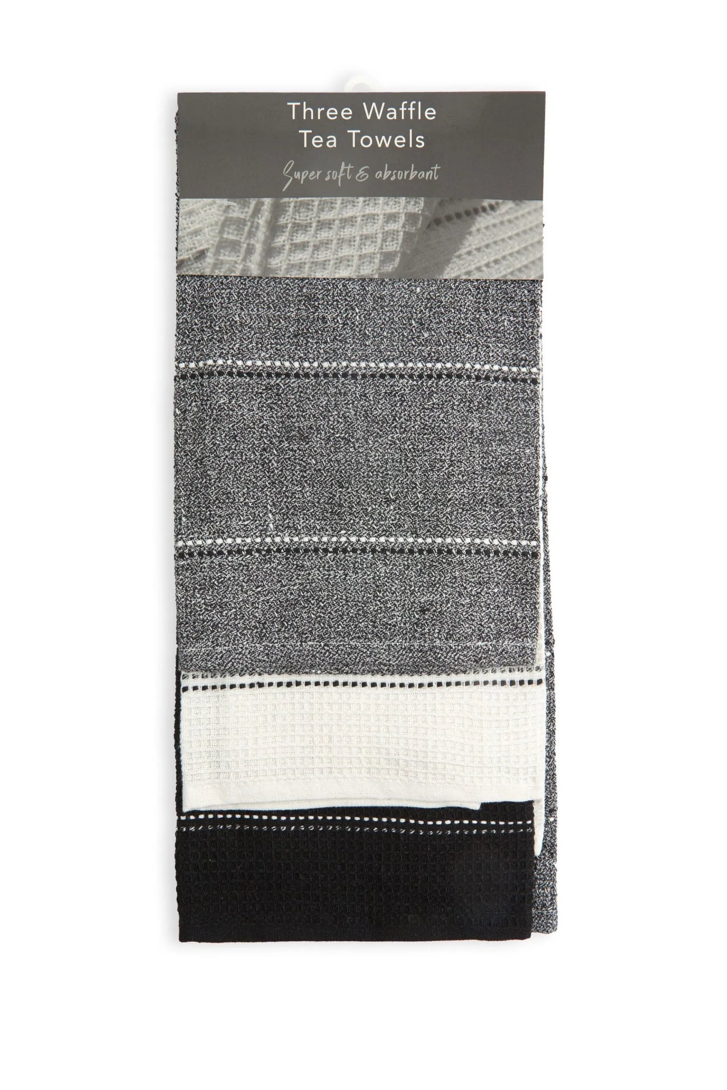 Always 3 Pack Kitchen Tea Towel Set - Black