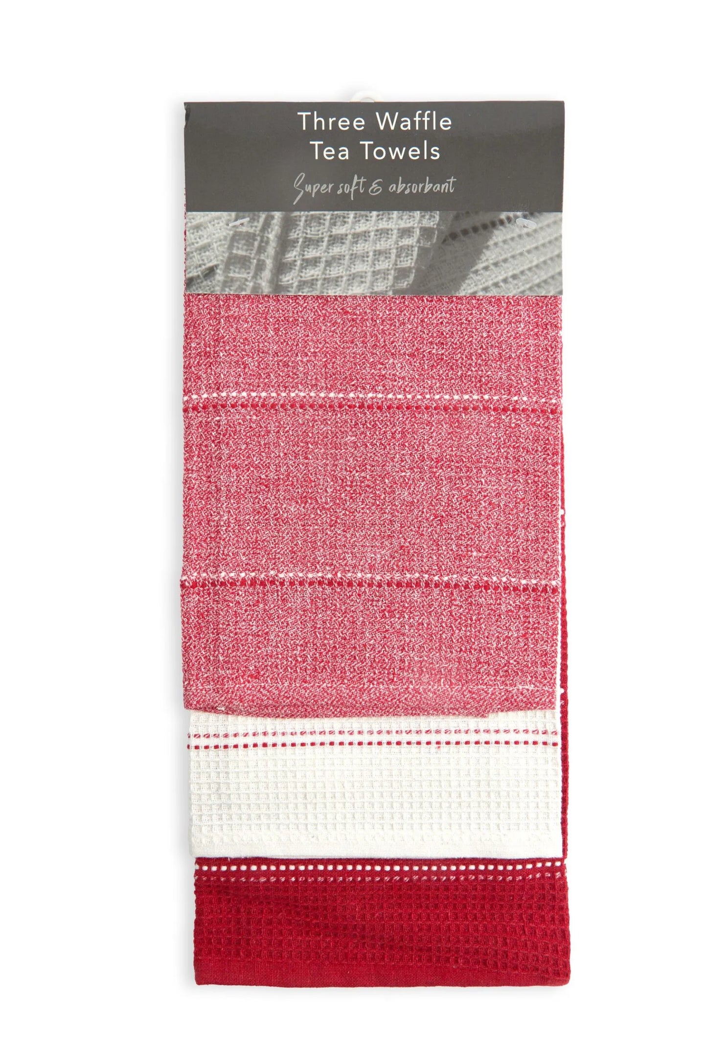 Always 3 Pack Kitchen Tea Towel Set - Red