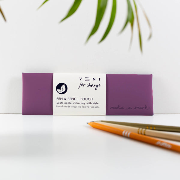 Recycled Leather Pen & Pencil Pouch