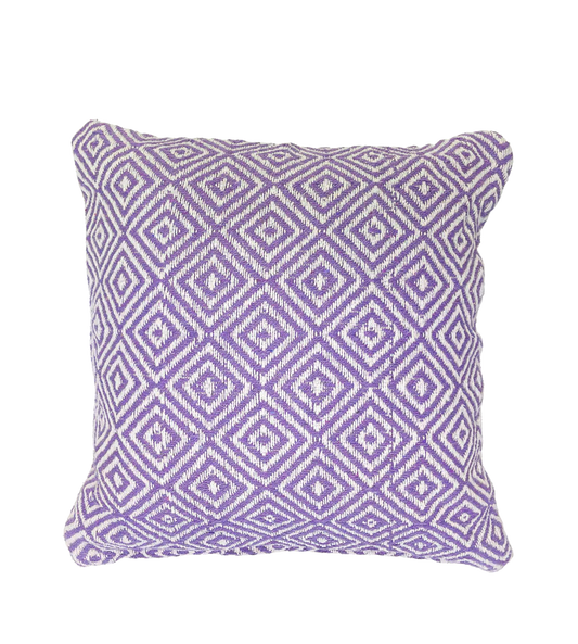 Recycled Cotton Diamond Design Cushion - Purple