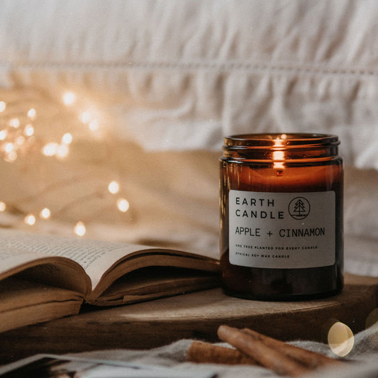 Soy Wax Candle - Apple & Cinnamon Wooden Wick Candle