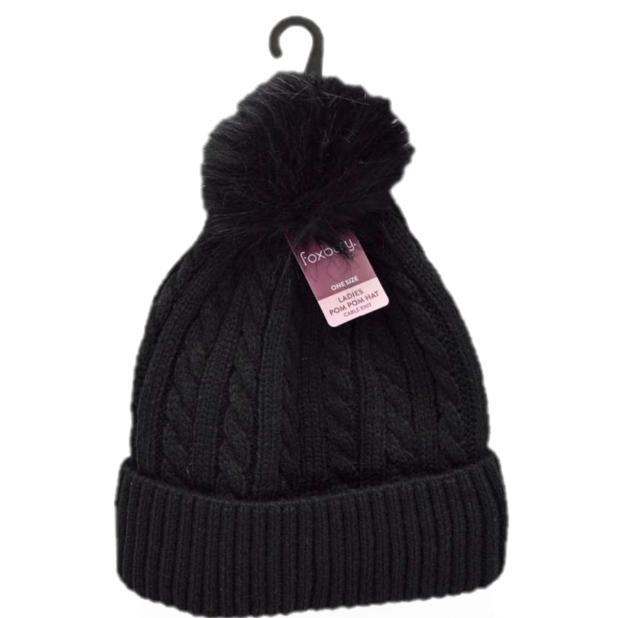 Foxbury Cable Knit Pom-Pom Hat - One Size