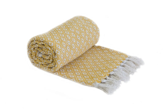 Stockholm Recycled Throw (Ochre) 177cmx254cm