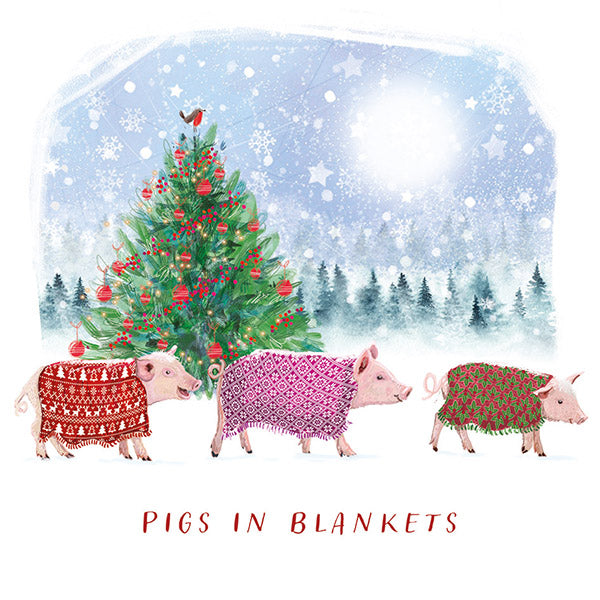 Christmas Cards 10 Pack - Three Pigs in Blankets