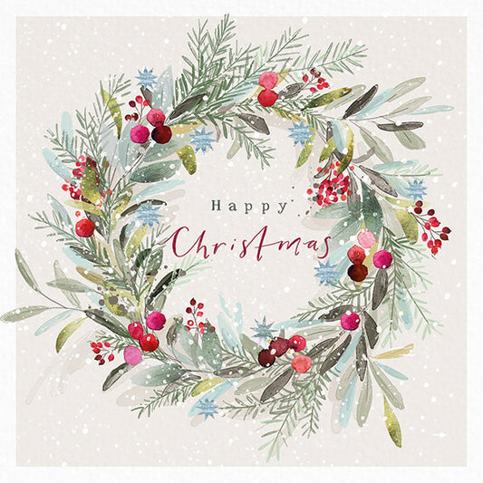 Christmas Cards 10 Pack - Watercolour Wreath