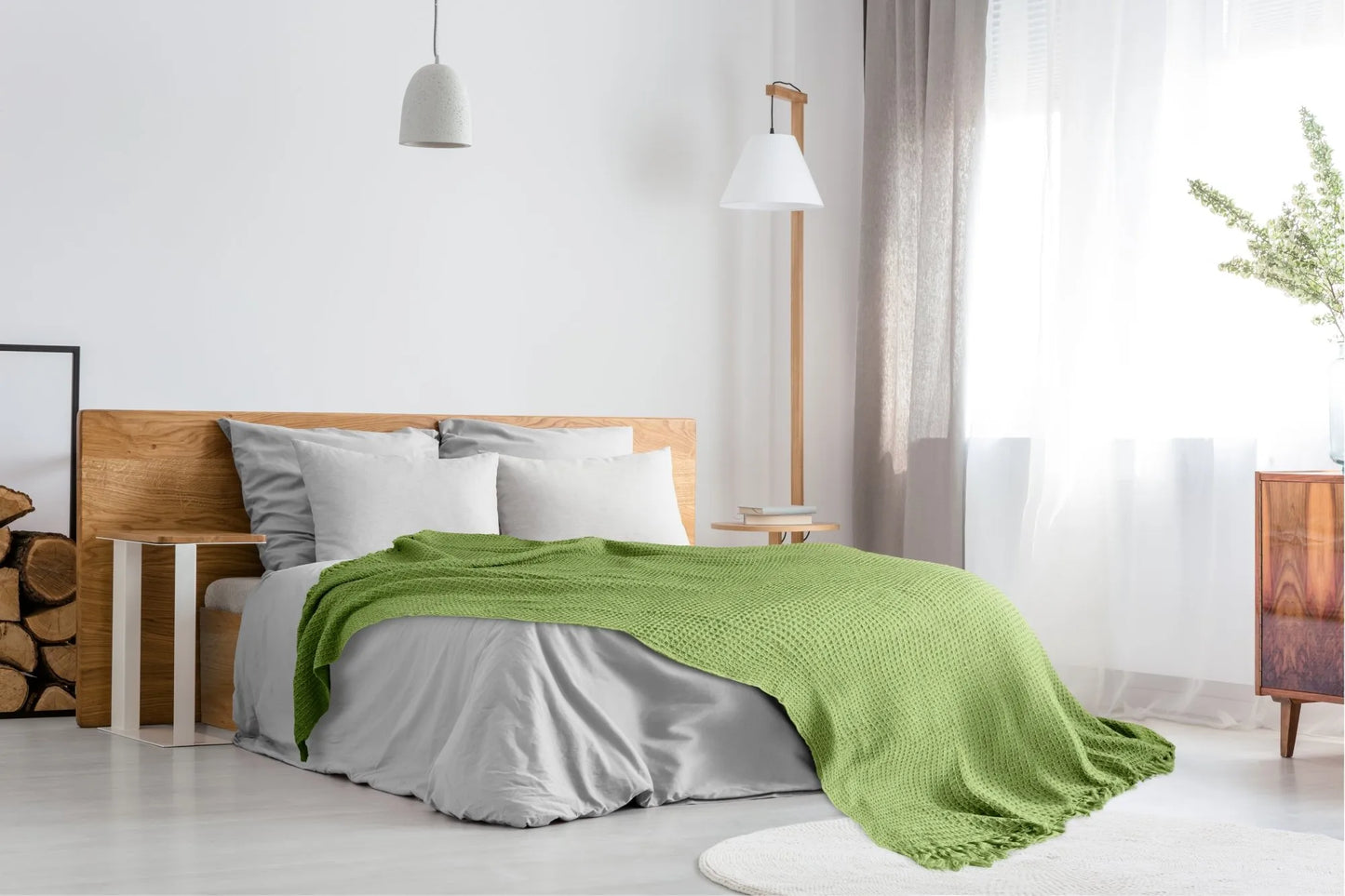 Waffle Recycled Throw (Pistachio) 177cmx254cm