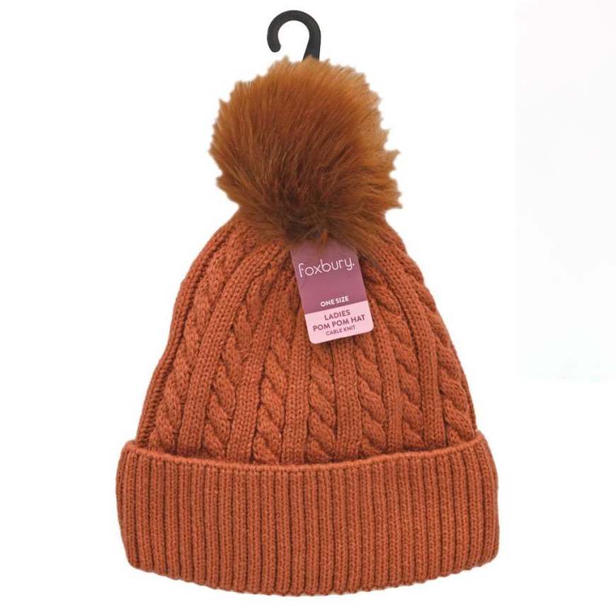 Foxbury Cable Knit Pom-Pom Hat - One Size