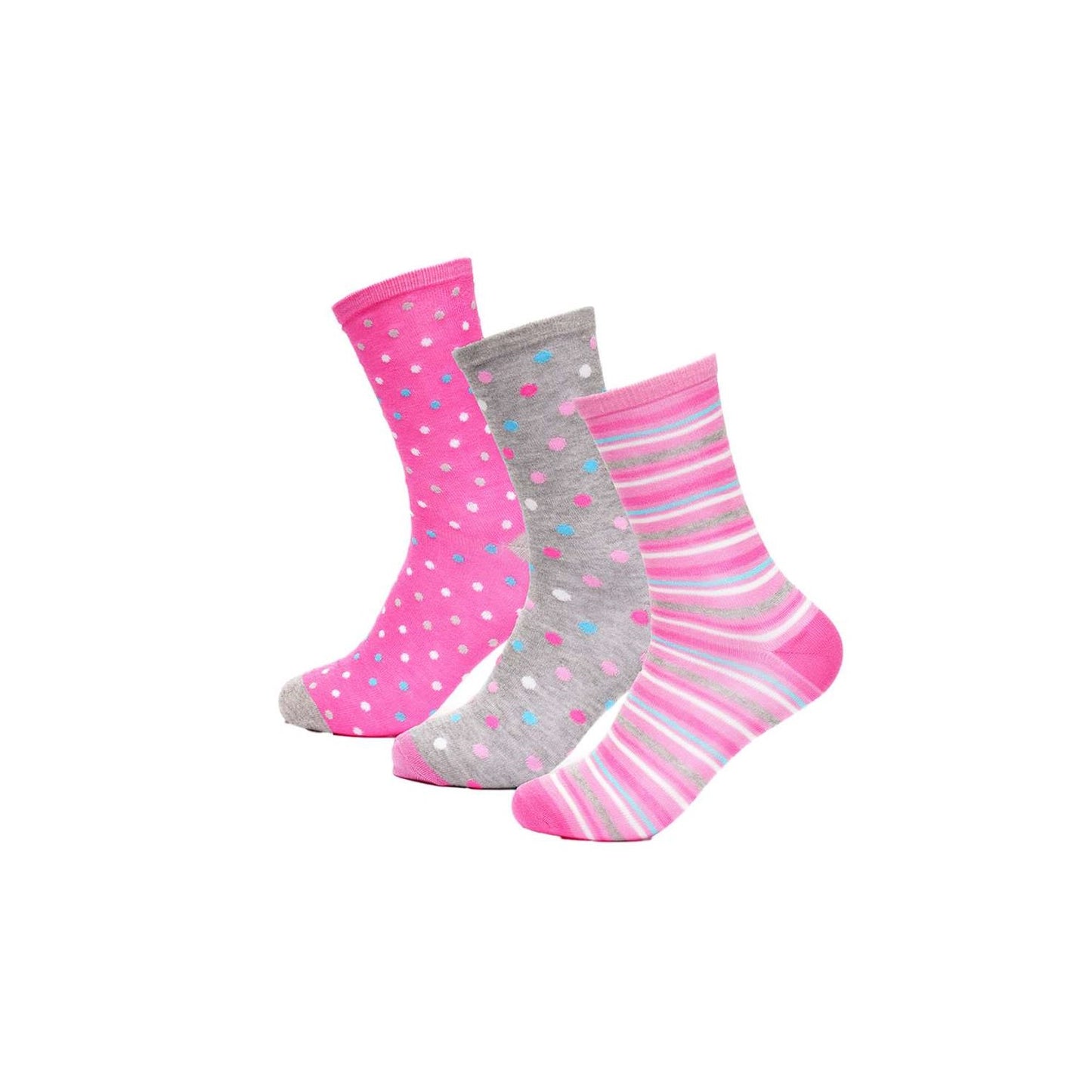 Ladies Pink, Blue & Grey Bamboo Argyle Socks Gift Box - (Size 4-8)