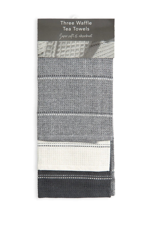 Always 3 Pack Kitchen Tea Towel Set - Grey