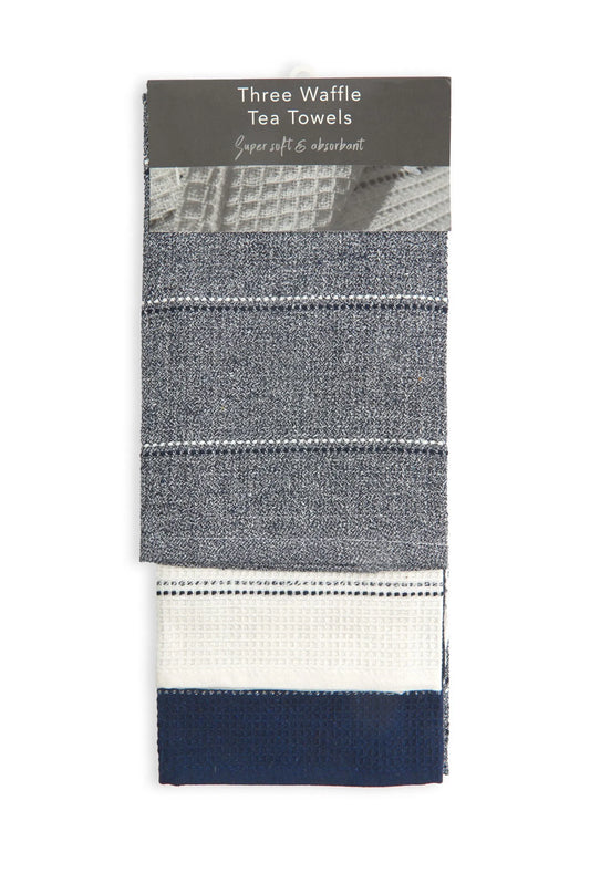 Always 3 Pack Kitchen Tea Towel Set - Navy