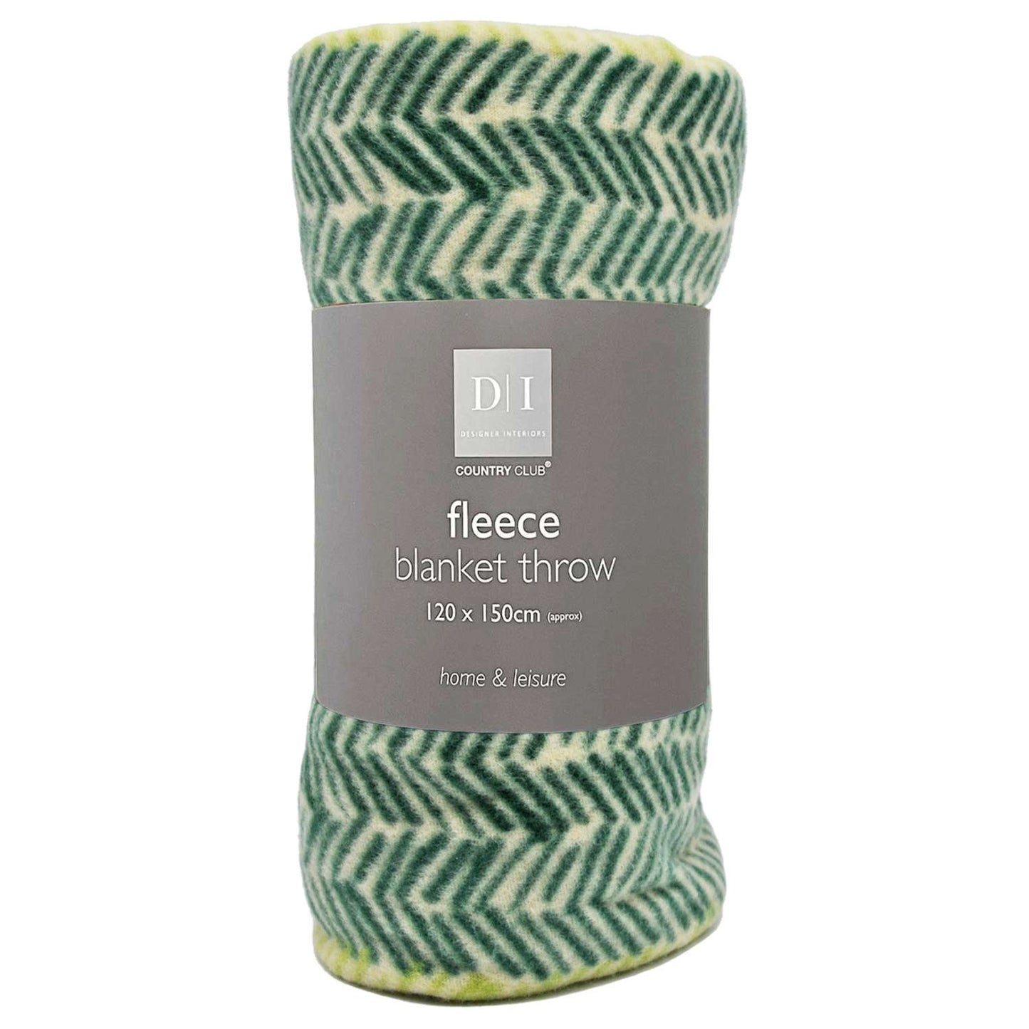 Green Herringbone Fleece Throw - 120cm x 150cm