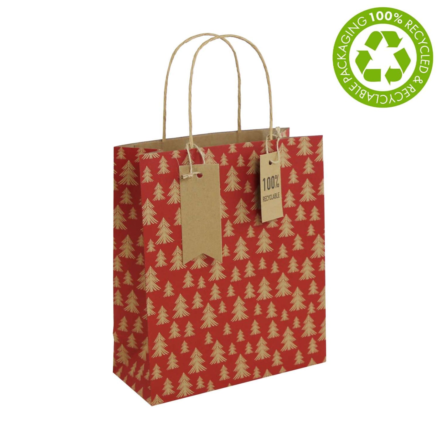 Medium Gift Bags (21.5cm x 25.3cm) - Kraft Trees