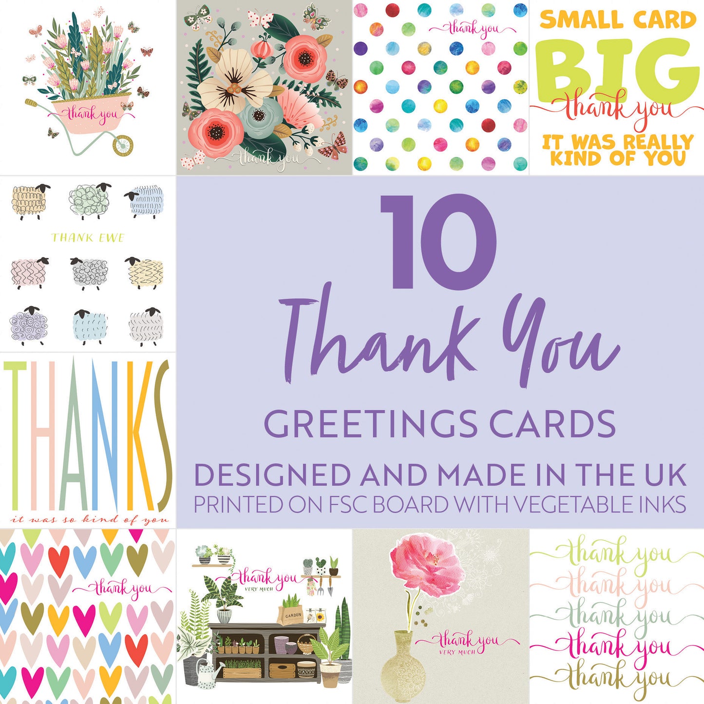 10 Mixed Thank You Cards